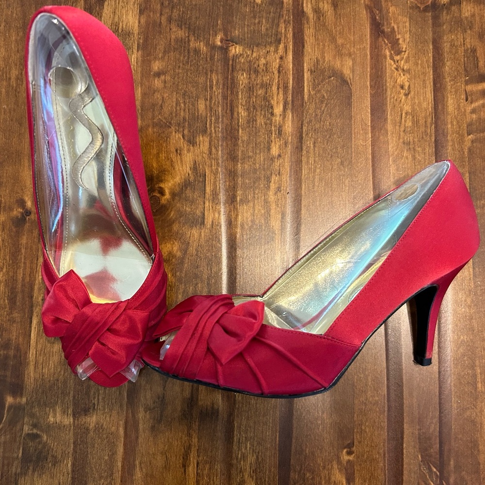 Satin Red Heels, Size 8.5